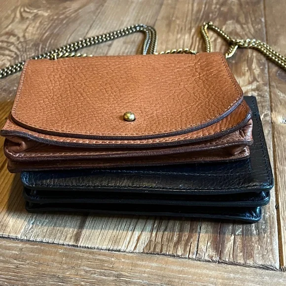 2- Madewell The Chain Leather Crossbody Bags in Black and Brown - Picture 6 of 11